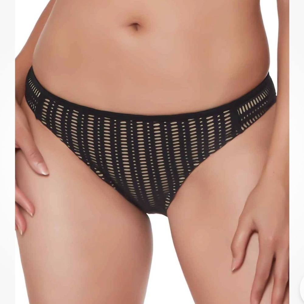 Bar III Tab‎ Side Hipster Bikini Bottom Artisan Crochet Black size XL NWT